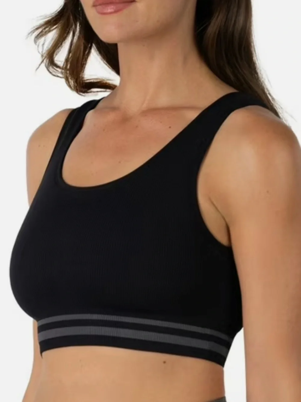 Penn Seamless Reversible Black and Gray Ribbed‎ Sports Bralette, Size M